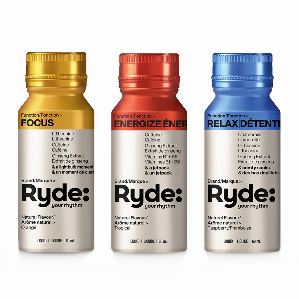 Ryde Shot Energizer Tropical, Focus Orange, Relax Raspberry